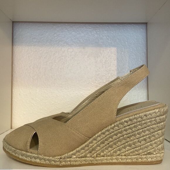 J Jill Womens Wedge Espadrille Slingback Open Toe Tan Sandals - Picture 2 of 10
